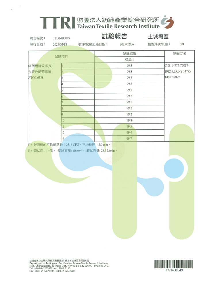 上好醫用口罩-蝶型口罩檢驗報告
